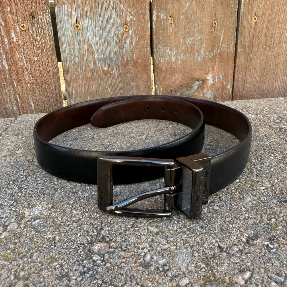 DICKIES Boys Black Brown Leather Belt Reversible Size 26-28